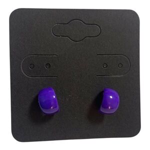 1980s Vintage Chunky Purple Hoop Stud Earrings